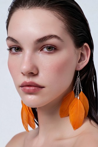 Boho inspirierte orange feder - orange,