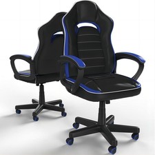 Bürostuhl Gaming Stuhl Ergonomisch PC Stuhl Drehstuhl Pflegeleicht Schwarz Blau 