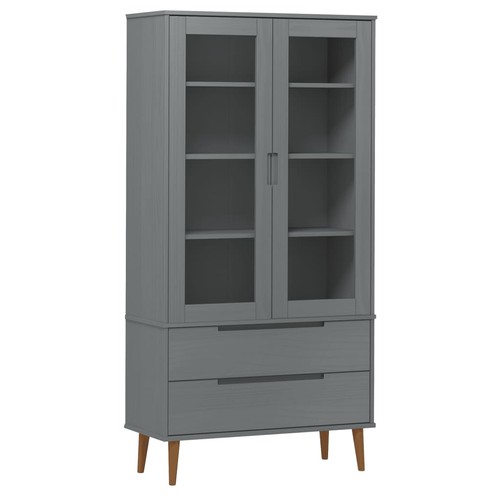 Vitrinenschrank grau 90x35x175 - vitrinenschrank,