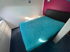 Doppelbett 140x200 Polsterbett mit Matratze und dunlopilo Lattenrost - Grau 