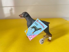 alte Bully - Bullyland Figur Tier Dobermann mt Info - Kärtchen + Fähnchen selten