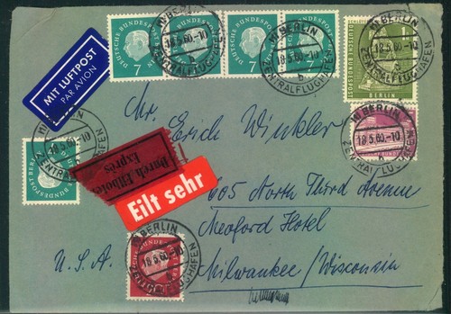 1960 luftpost eilbrief - 1960,, luftpost-eilbrief