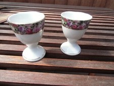2 alte Eierbecher ~ Rosendekor