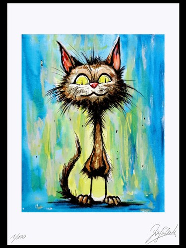 Original kunst grafik cat - ",