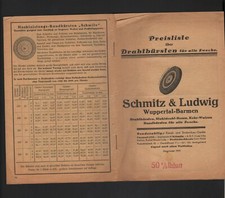 WUPPERTAL, Preisliste 1930, Schmitz & Ludwig Drahtbürsten-Besen Kehr-Walzen