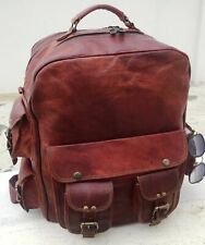 Herren Neu 16" Echtleder Vintage Laptop Rucksack Backpack Reise Schultasche