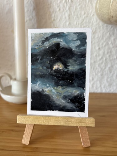 Original aceo painting moon - aceo,