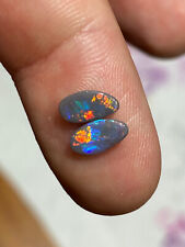 Seltenste Beste Multifarbige Australische Schwarz Opal Edelstein Paar 0.95 Carat