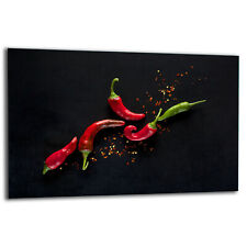 Herdabdeckplatte Ceranfeldabdeckung Spritzschutz Glas 80x52 Chili