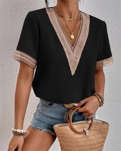 Damen kurzarm shirt neck - damen,
