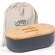 Brotkasten Aufbewahrung Brotbox Metall Bambus Deckel atmungsaktiv langlebig 80