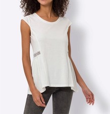 Mode von Heine Damen Longshirt Oberteil Kurzarm Rundhals Jersey ecru NEU