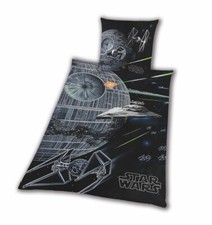 Star Wars Bettwäsche glatt Todesstern Luke Yoda 100% Baumwolle 155 x 220 cm