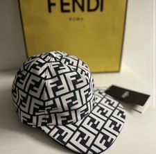 Weiße Fendi Cap Hat FF Logo Schwarz Unisex Neu mit Etikett