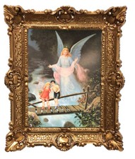 Gemälde Schutzengel Jesus Maria Ikonen Heiligenbild mit Rahmen 56x46 Religiöse