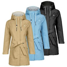 Khujo Damen Mantel Trenchcoat Parka Jacke Übergang Gürtel Kapuze Kordeln 