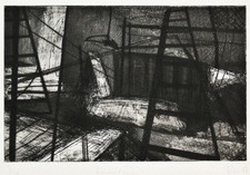 Ulf Rickmann Interieur Renovierung signiert Radierung 1988 9/10