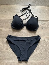 VICTORIA SECRET + TWILFIT Luxus Damen Bikini Schwarz Gr. 34D 75D S M 36 38 Top