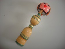 Antiquität echt Holz gedeichselte traditionelle japanische Kokeshi Puppe ca.15cm