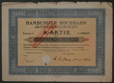Hamburger Hochbahn Aktiengesellschaft 1922 1000 Mark