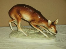 Royal Dux Bohemia Porzellan Figur Reh, signiert Wanke ca. 28cm breit TOP Zustand