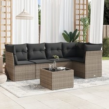 vidaXL 6-tlg. Garten-Sofagarnitur mit Kissen Schwarz Poly Rattan