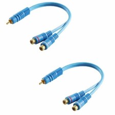 2 Stück Premium Cinch Y-Kabel Y Adapter Verteiler Subwooferkabel Chinch RCA CAR