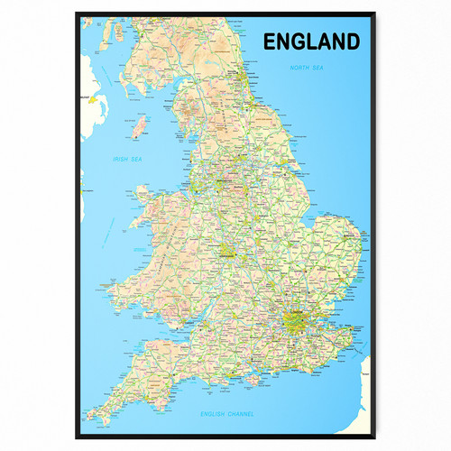 Karte von england wand poster - england,