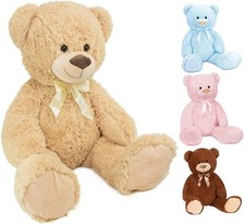 BRUBAKER XXL Teddy Bär 100 cm groß mit Schleife Kuscheltier Plüschtier 4 Farben