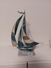 Metall Segelschiff Boot Segler Höhe 44 cm mit Perlmutt Segelboot