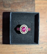 585/14 Karat Goldring mit Rubinen und kleinen Diamanten besetzt in Gr. 60