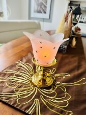 Partylite 1 Falmouth Kerzenhalter massiv Messing mit Glasaufsatz Sternenglanz