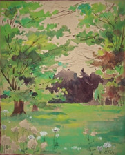 Blumenwiese mit Bäumen