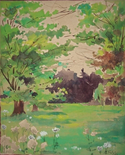 Blumenwiese mit bäumen - blumenwiese,