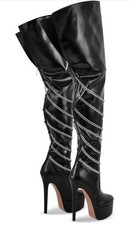 Overknee stiefel mit ketten - overknee,
