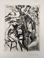 Pechstein, Max „Der Cellospieler Dr. Fröhlich“ 1918, Kaltnadel, signiert.