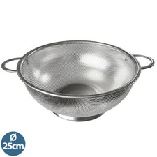 Küchensieb aus Edelstahl Seiher Nudelsieb 25 cm mit Standfuß und Griffen