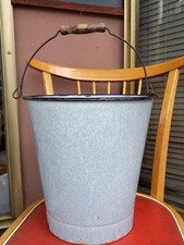 Vintage Eimer Emaille Wassereimer 10 Liter ?dicht, grau/blau 31cm hoch/30cm Alt