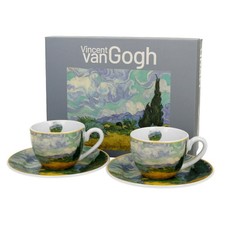 Espressotasse Kaffeetasse Untertasse 2er Set Bunt Van Gogh Weizenfeld 90 ml