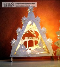 Bauplan Schwibbogen 3D Dreieckleuchter Bimmelbahn Laubsägen Eisenbahn Leuchter