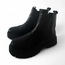 SOLIDE DAMEN GUMMISTIEFEL FÜR PILZE KURZE STIEFELETTEN SCHWARZ