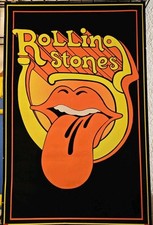 Vintage Rolling Stones Schwarzlicht Poster selten beflockt ca. 85x55cm 70er Rar