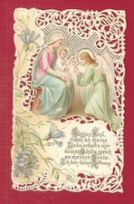 Andachtsbild Spitzenbild Maria mit Jesuskind und Engel - Bouasse-Lebel  1358
