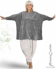LAGENLOOK Nicki Pullover Shirt 44 46 48 50 52 54 56 58 60 XL-XXL-XXXL silbergrau