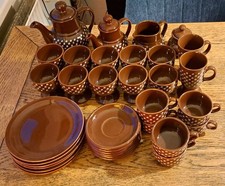 SÖDAHL "Daisy" dänische Keramik Kaffeeservice Vintage braun Blümchen 70er, 80er