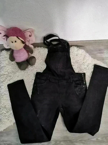 Schwarze used jeans - schwarze, used-jeans-latzhose
