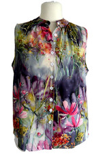 Elegante Bluse 3D effekt Blumen gemustert Gr.L sehr gut