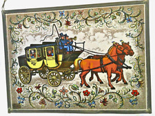 Pferde Postkutsche Fensterbild Glasmalerei Hinterglasmalerei Bleiverglasung - Sa