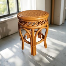 Holzhocker Rattanhocker braun Höhe ca. 48cm Ø ca. 34cm