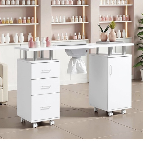 Nageltisch weiß mit rollen - nageltisch,